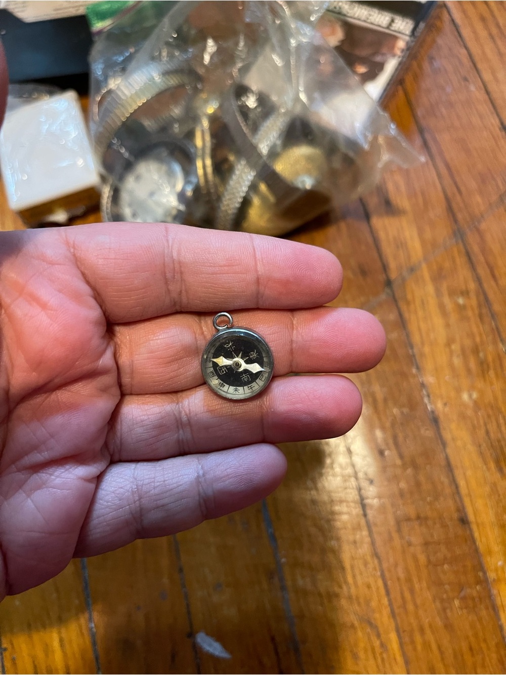 Small Silver Plated Compass Pendant Necklace Charm